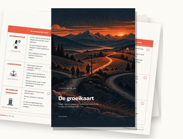 De groeikaart: de cover met daarachter een invulblad waarop bij elke eigenschap vier beschrijvingen naast elkaar staan
