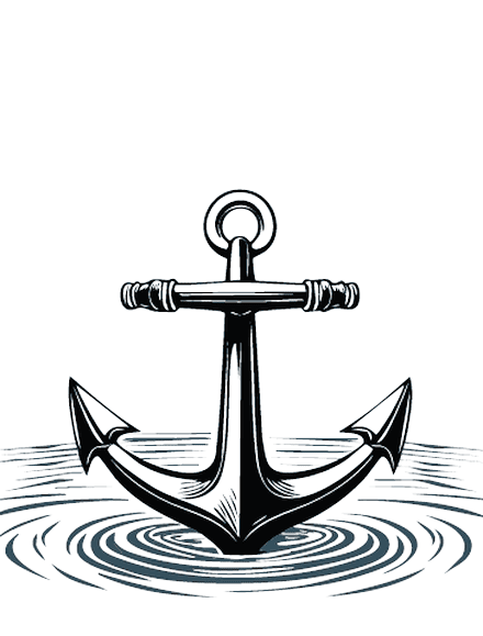 Een anker in het water