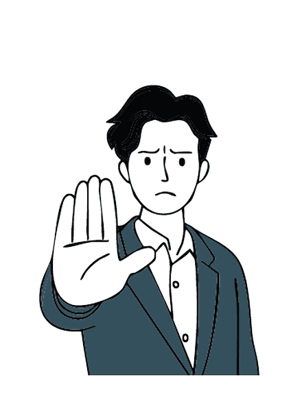 Iemand die een hand opsteekt om af te weren